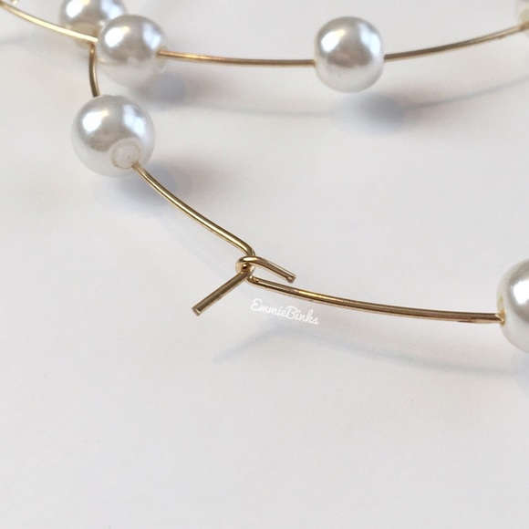 New Zara Large Threader Hoop Statement Earrings ~ Boho Pearl Accents ~ Hoops - Picture 5 of 14